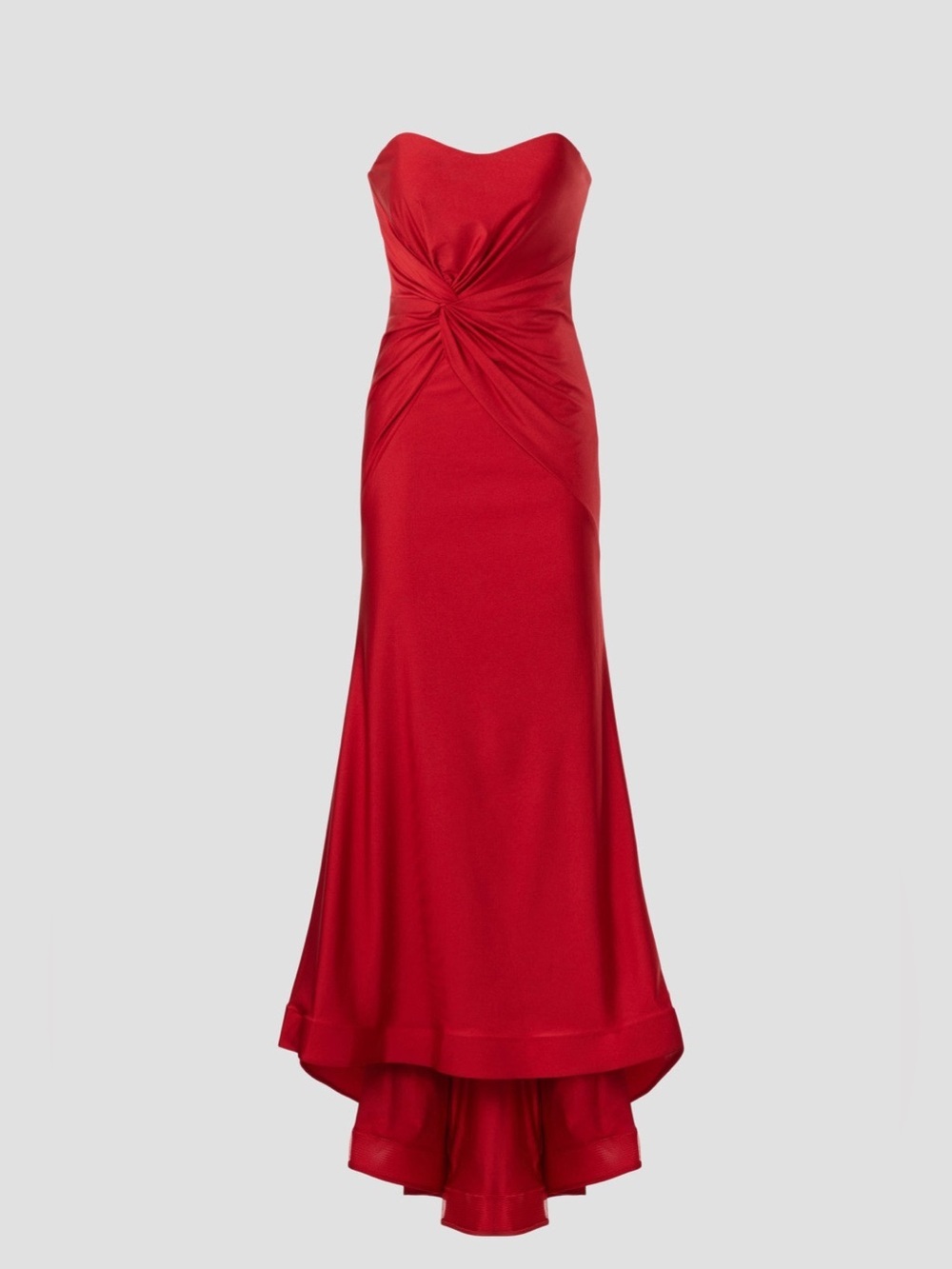 Faviana Knot Front Gown-Elegant Red Strapless Evening Gown ( great condition)